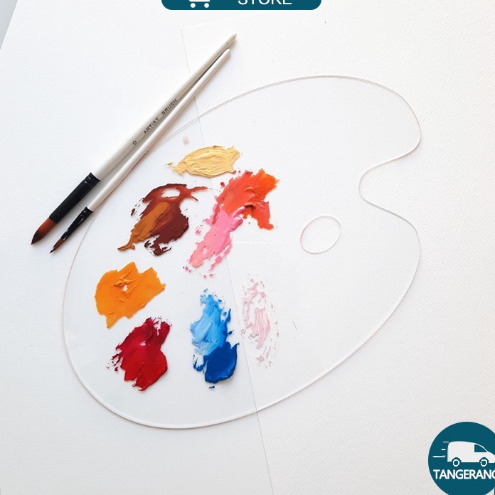 

KP8 23CMPalet Lukis Akrilik Transparan Oval Acrylic Palette Palet Bening