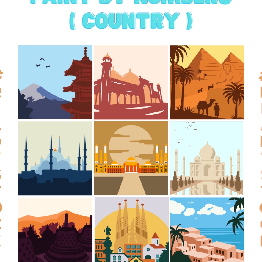 

Grosir Paint By Number Kit Country l DIY Paint by Number KIT l Canvas Lukisan 2 x 2 cm yemen india japan mesir maroko pakistan spanyol