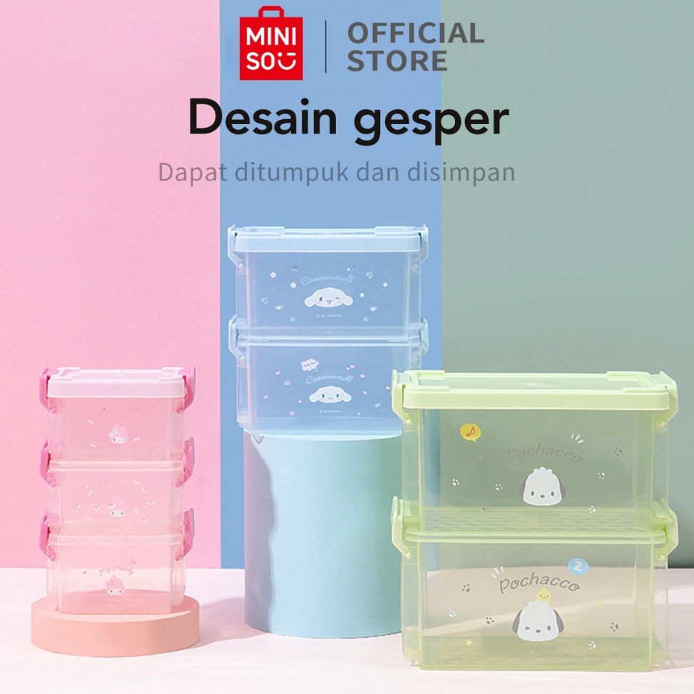 Muraaaahh Miniso Sanrio Characters Storage Box Lantai Tiga Storage Box Kotak Penyimpanan Serbaguna P