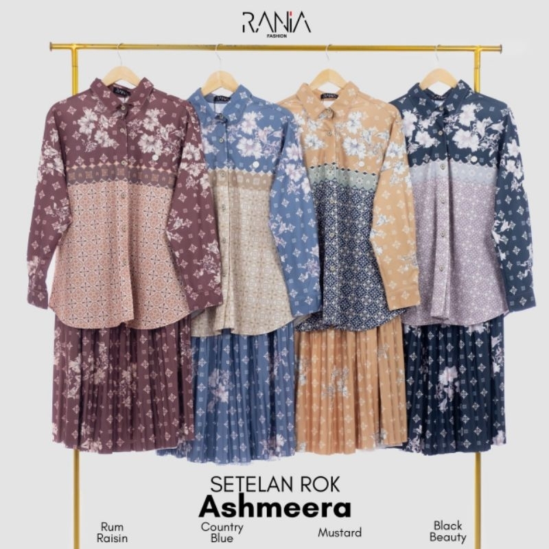 One Set Setelan Rok Plisket Prisket Premium Wanita Motif Ashmeera