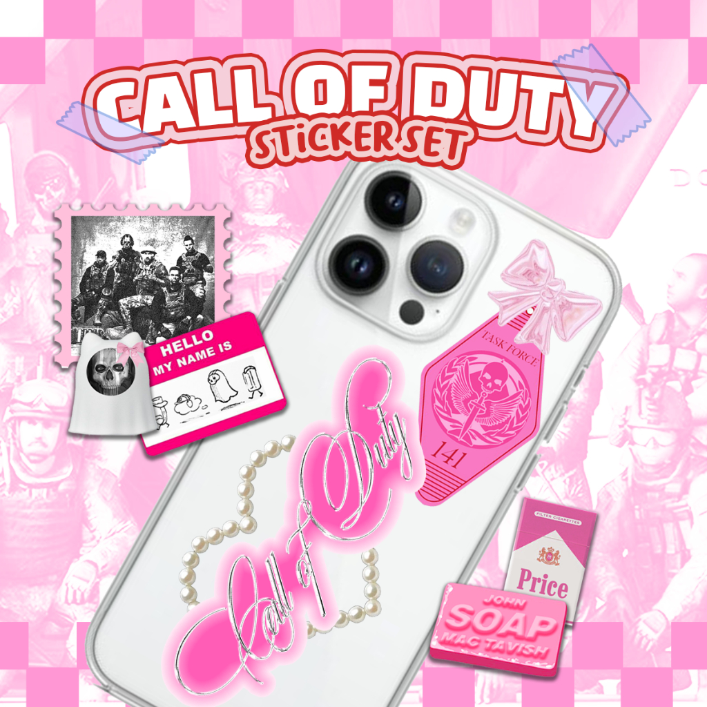 

CALL OF DUTY pink coquette sticker pack task force 141, ghost, soap, phone sticker
