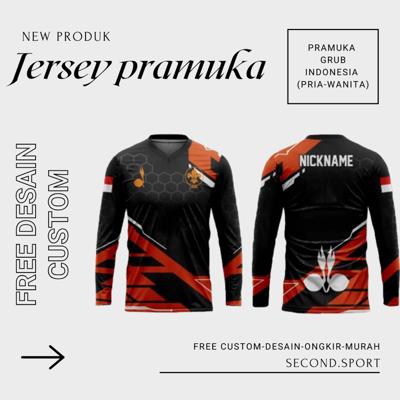 Baju Kaos Jersey Pramuka Premium Free Nama, Custom, Dll Full Printing Pria Wanita
