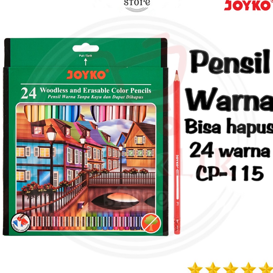 

Sale Pensil Warna Joyko 115 24 Warna Bisa hapus Pensil Kelir Mewarnai CP115 Color Pencil 24 Color