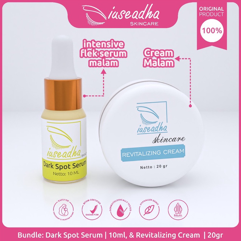 Potongan Harga Paket Cream Serum Flek Menahun Iuseadha Skincare  Dark Spot Serum Glowing