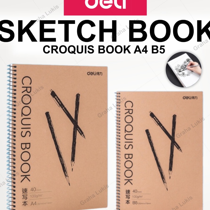 

HJ6 Deli Croquis Sketchbook 1gsm A4 B5 Sketch Book