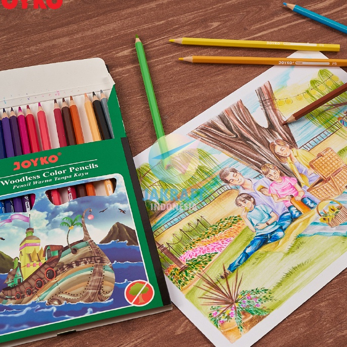 

KF7 24 Pcs Pensil Warna Panjang 24 Warna JOYKO CP14 Color Pencil Tebal Kuat Woodless