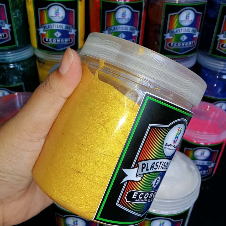

Price Tinta Sablon PLASTISOL SHIMER GOLD Brain Plus gr