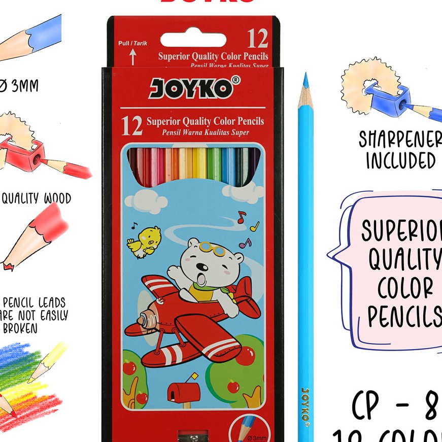 

KF7 Color Pencil Pensil Warna Joyko CP8 12 Warna