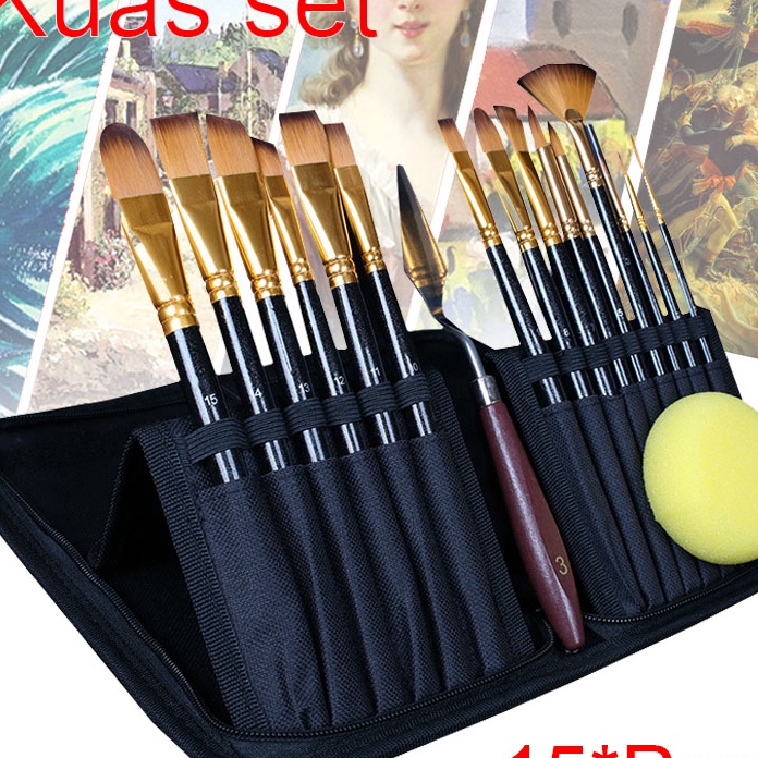 

Premium GAGALU Art Brush Set Kuas Lukis BRS12 SET Kuas Alat Lukis Set Lengkap Mixing