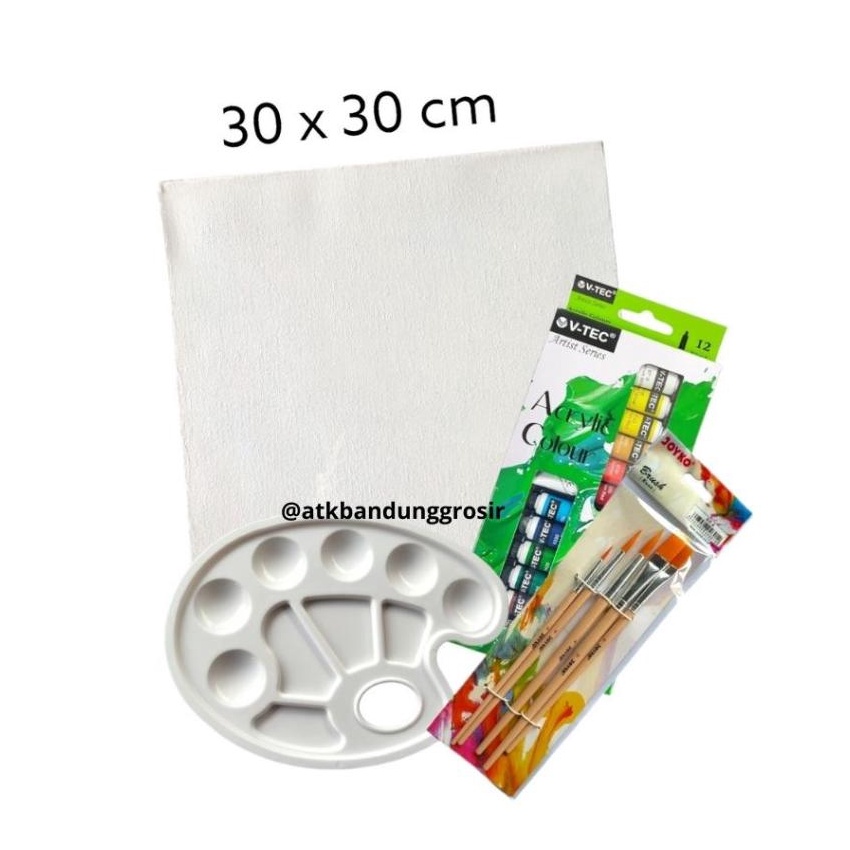 

KF7 Melukis Lengkap Set 4 in 1 Set Kanvas 3x3 Kuas Palet dan Cat Acrylic Set