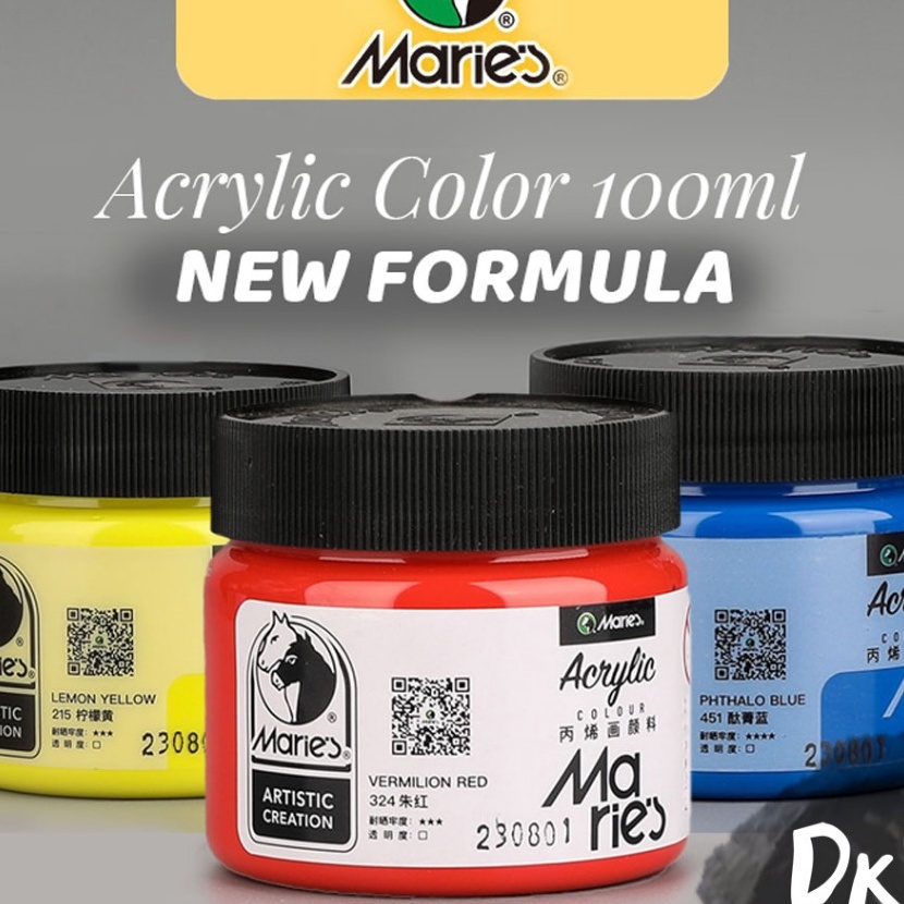 

HJ6 Maries Acrylic Paint Cat Akrilik Maries 1ml 1 ml Tutup Hitam Formula