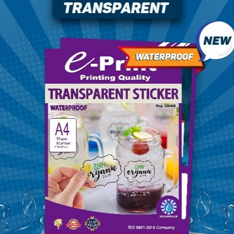 

Beli Kes Stiker Transparan WATEROOF Ukuran A4 15gsm 1lembar ePrint