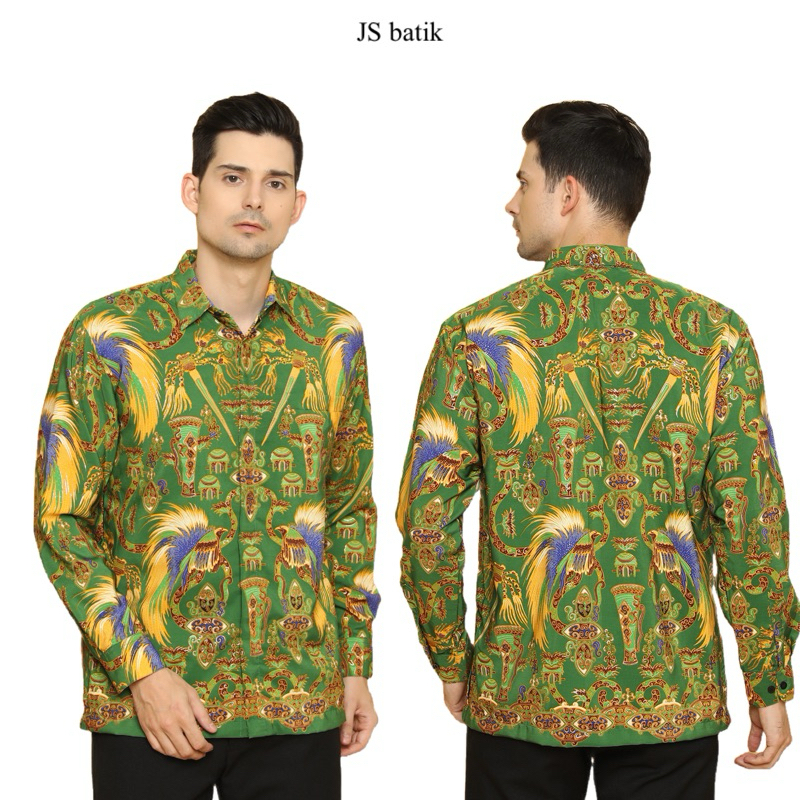 BATIK PAPUA HIJAU, Kemeja Batik / Setelan Couple Batik Papua Cendrawasih / Kain Batik Meteran