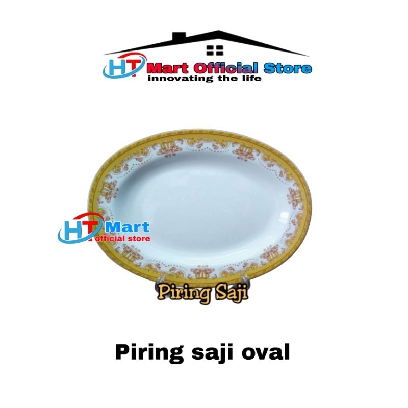 HT mart - Piring oval motif Mahkota Piring saji Oval mahkota Besar Piring keramik