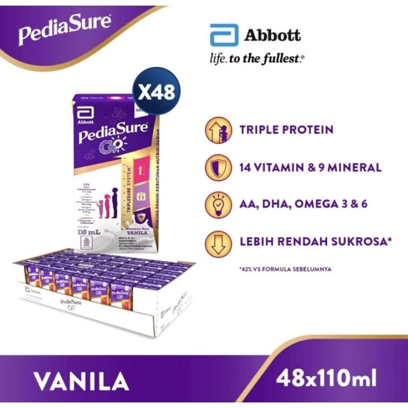 

Pediasure Go Coklat Vanila 110ml Susu UHT (1 -10 th) 48 x 110ml