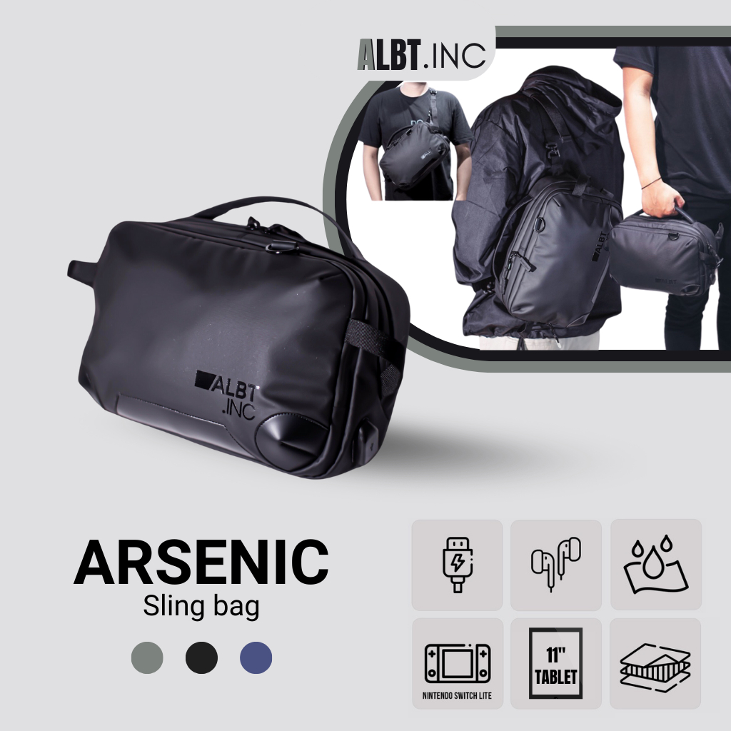 ALBT.INC Tas Tablet Sling Bag / Clutch Arsenic / Tas kantor / tas kuliah