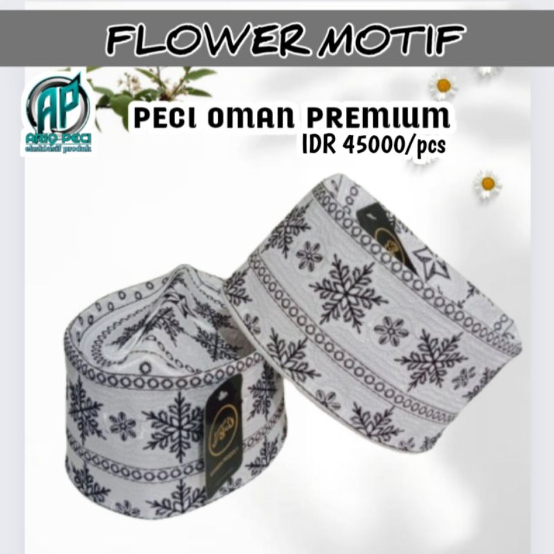 Peci Oman Bangladesh Hitam Original Bordir