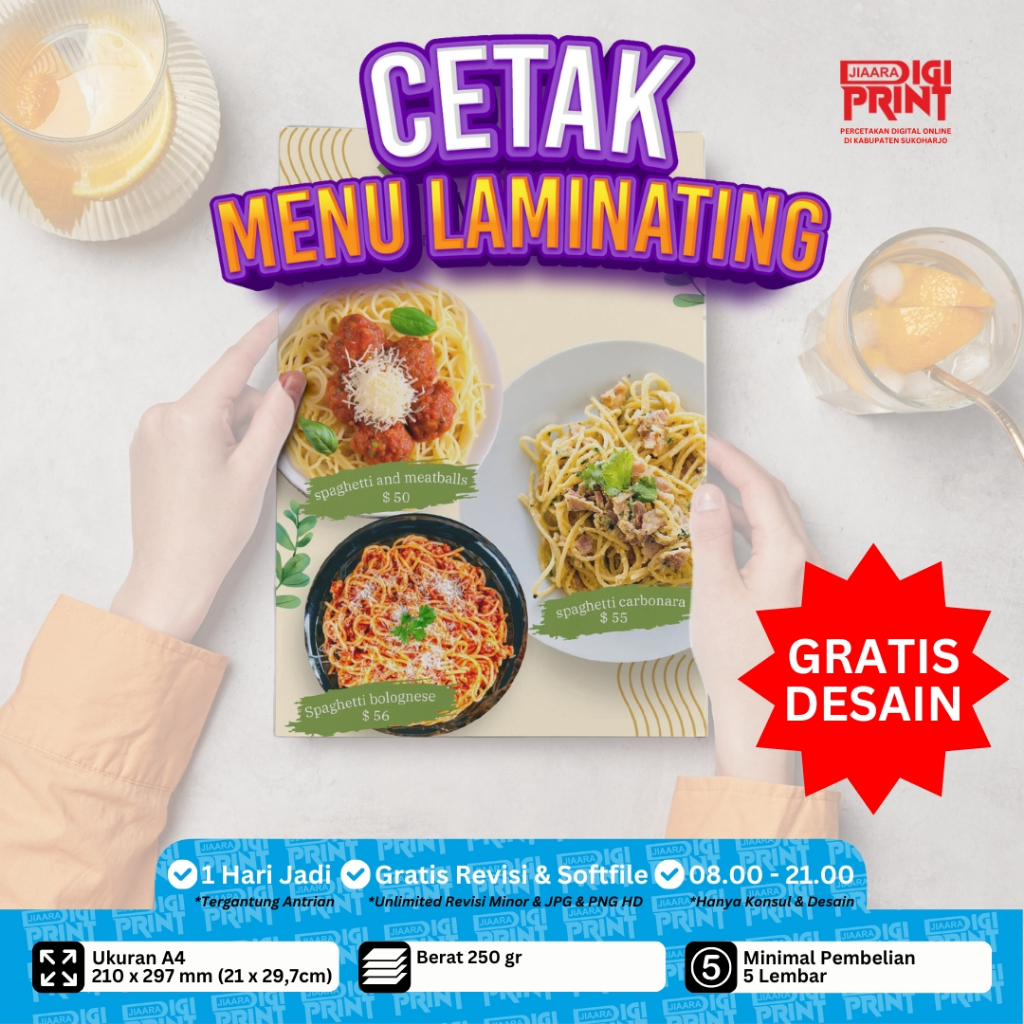 

Cetak Menu A4 Laminating