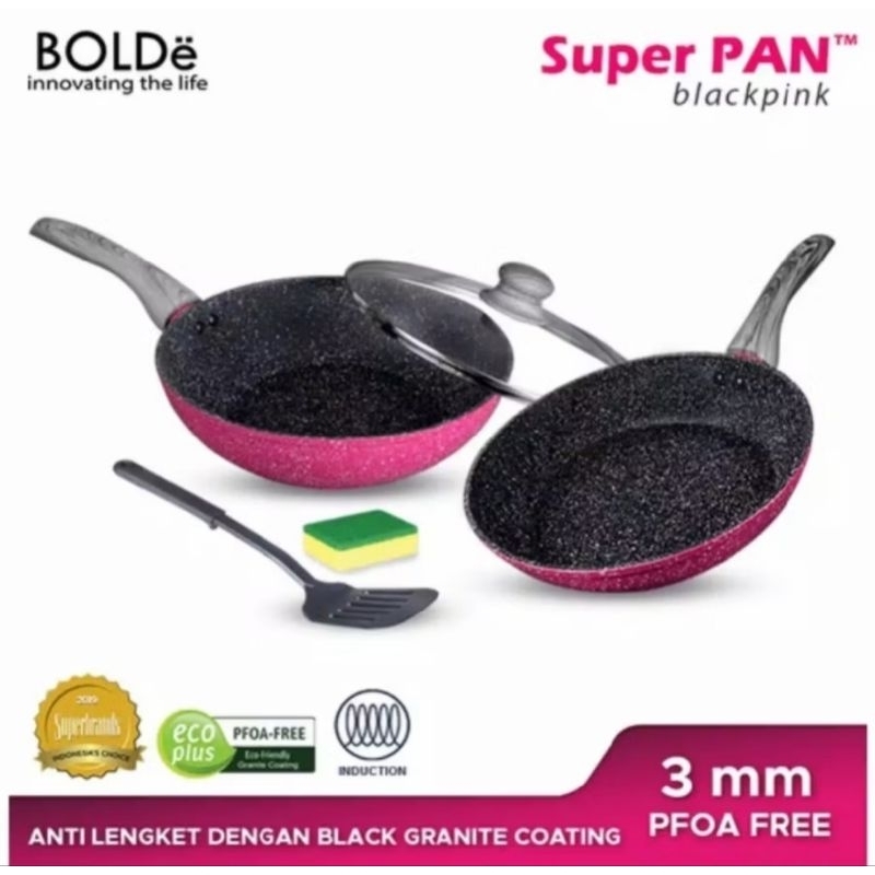 Set Panci BOLDE Super PEN Granite 5 pcs Sets BLACK PINK BATAM