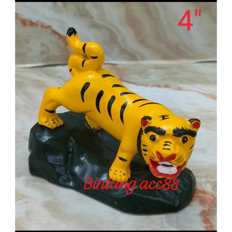 patung dewa harimau kuning - fiber - 4inch
