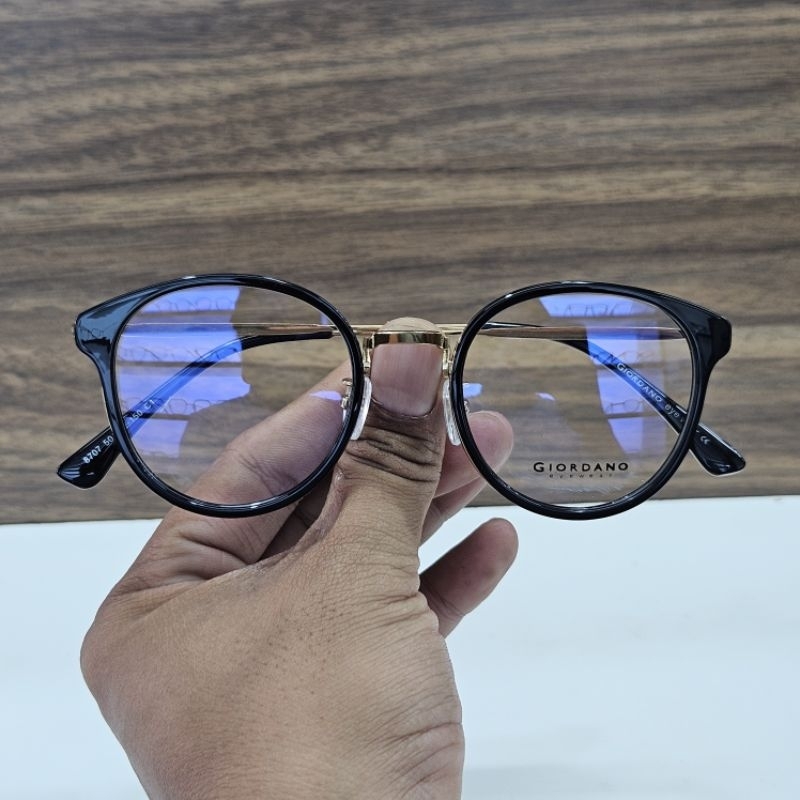 frame kacamata pria wanita vintage giordano bulat 8707 black gold