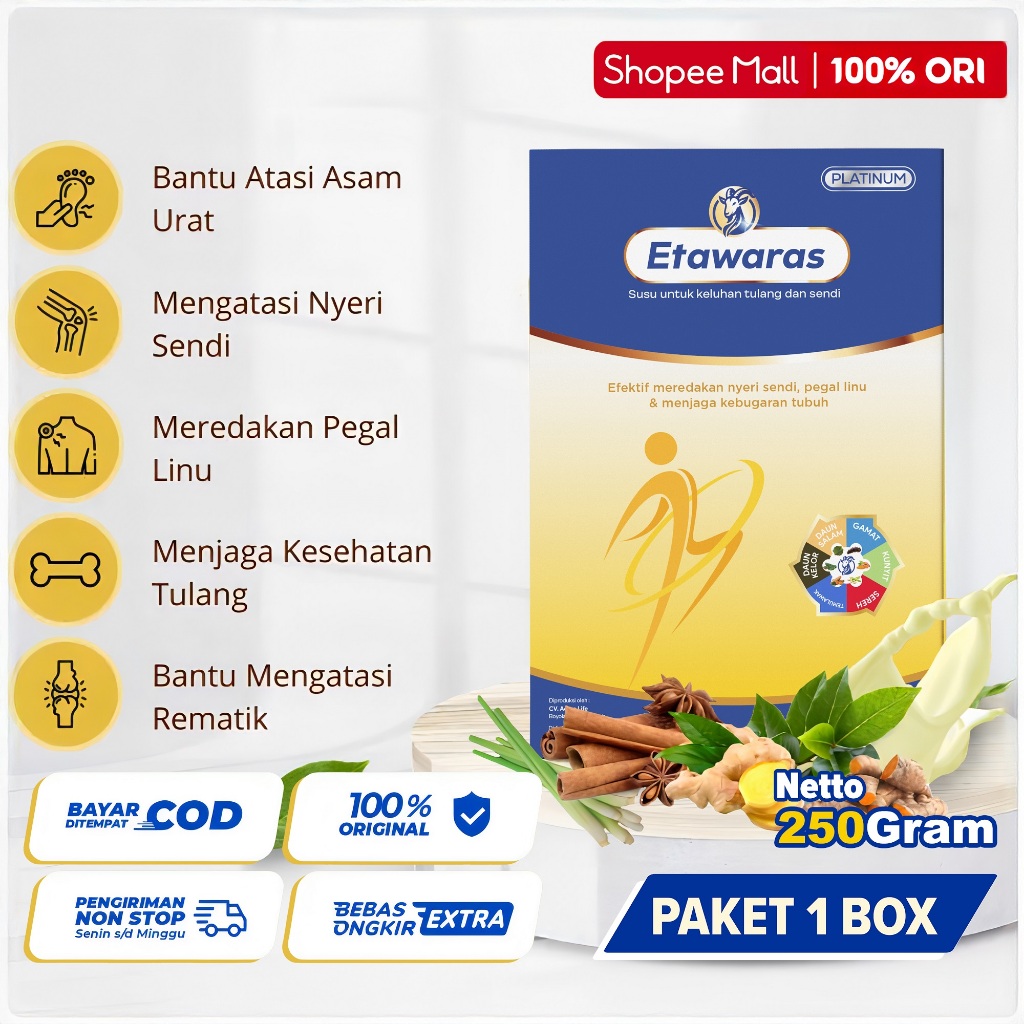 

ETAWARAS Susu Kambing Rasa Jahe Etawa Plus Herbal Terapi Rematik Asam Urat Etawaras Platinum Tinggi Kalsium