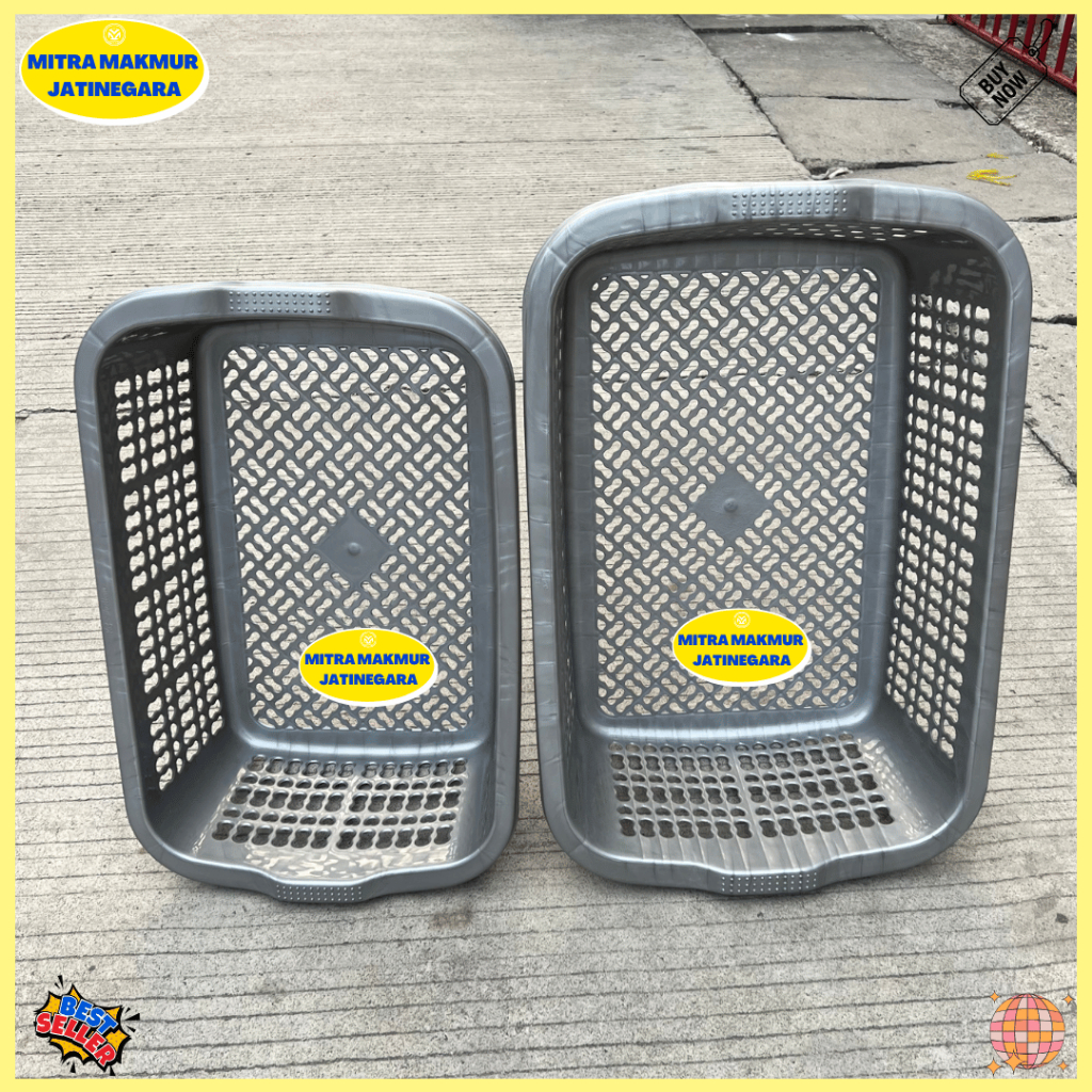 KERANJANG PAKAIAN PLASTIK PERSEGI PANJANG KERANJANG POPOK WADAH PAKAIAN BERSIH LAUNDRY BAG