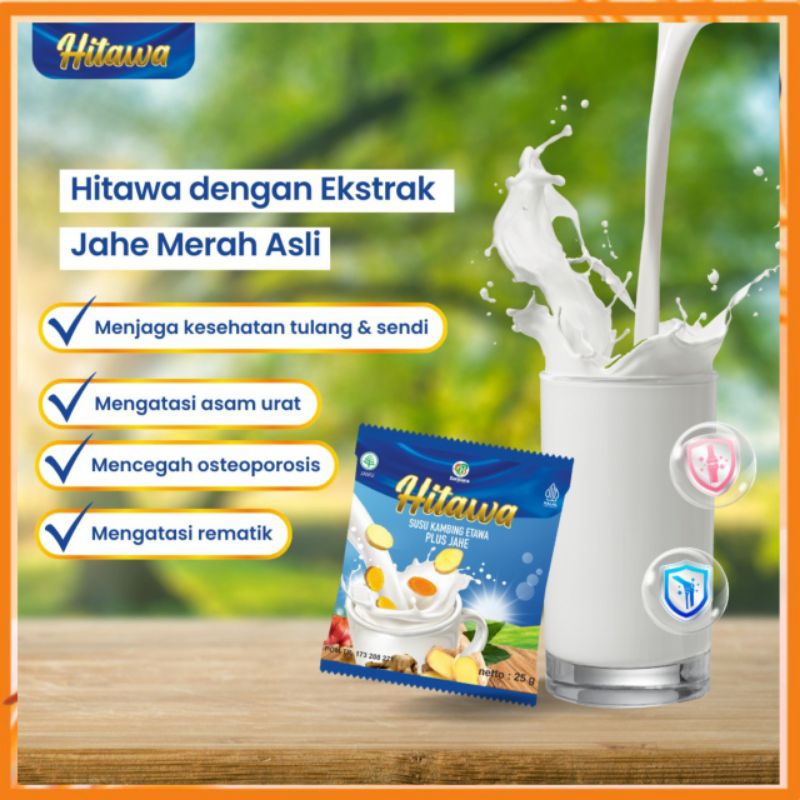 

HITAWA SACHET isi 10pcs Susu Etawa Plus jahe Merah Sehat Sendi dan Tulang