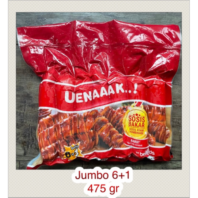 

Belfoods Uenak Sosis Bakar Ayam Jumbo ( 6pcs+1) 475gr