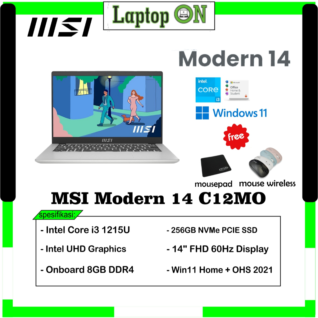 Laptop MSI i3 Promo / MSI Modern 14 C12MO Core i3 1215U 8GB 256GB Win11 OHS SILVER