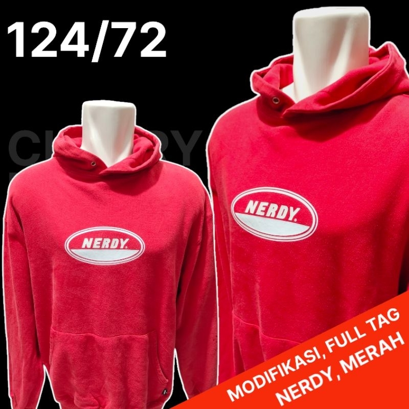 Hoodie Nerdy Modif Original/Hoodie Merah Nerdy Original/HD NERDY Modif Original - Thrift/Second/Prel