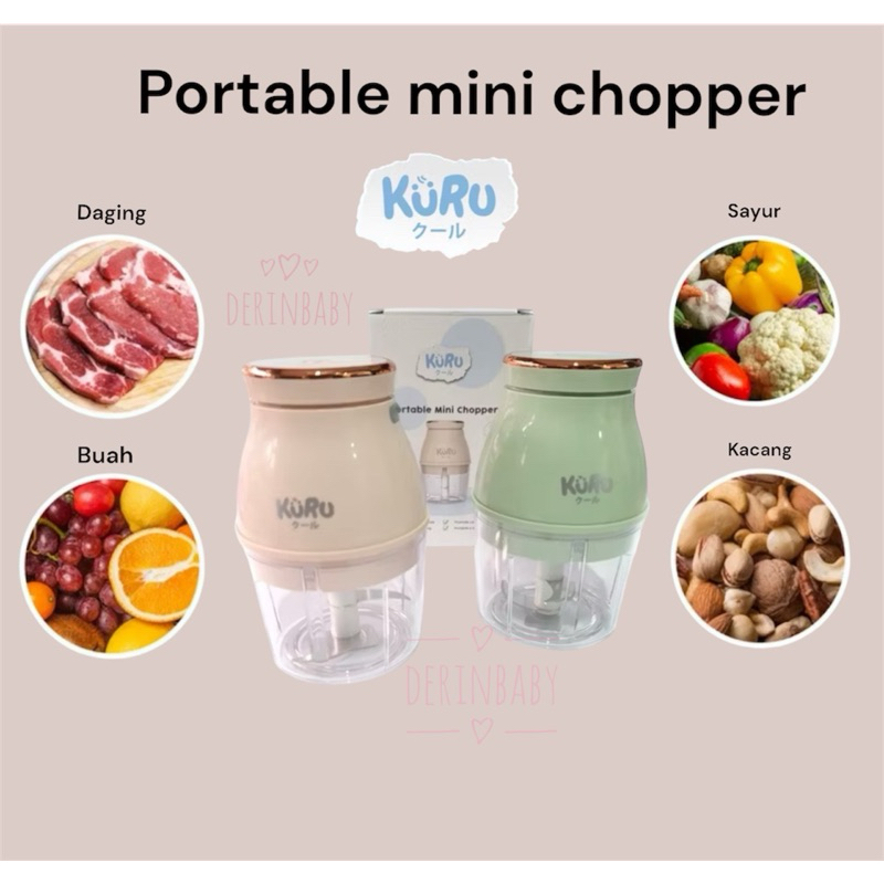 Kuru Baby Portable Mini Chopper Blender Elektrik | Penghalus Makanan Bayi MPASI
