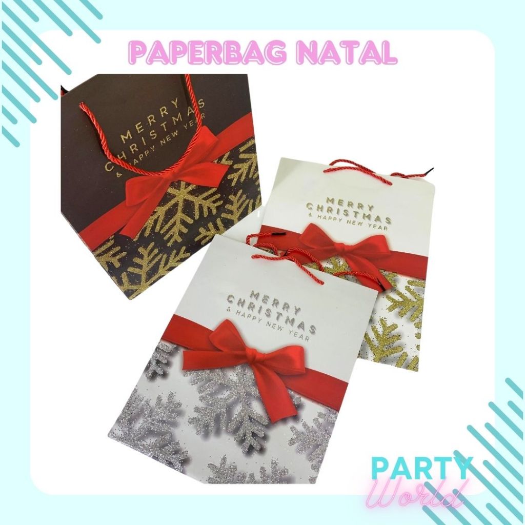 

Papper bag Premium 31x12 Jumbo Papper bag merry Christmas Happy New Year Gliter Tas Hampers Natal Hadiah Papper Bag Christmas