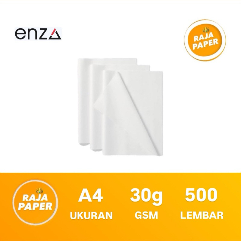 

Kertas Doorslag Ukuran A4 500 Lembar 30 Gsm Gr Gram By ENZA ( 210 Mm x 297 Mm ) / ( 21 Cm x 29.7 Cm ) 1 Rim 500 Lbr 500 Pcs Kertas Door Slag Dorslag Doorslah Duslak Kertas Wrapping Wrapping Paper White Tissue Paper Kertas Tisu Putih Tissue Putih