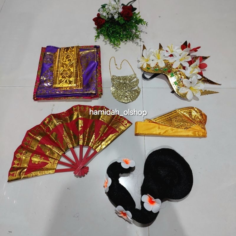 Busana Adat Bali Anak Set Kain Glitter untuk Tari dan Upacara