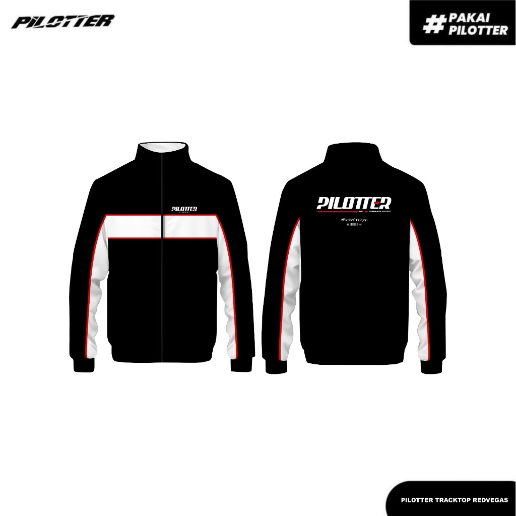 JAKET PARASUT PILOTTER NEW TRACKTOP REDVEGAS ORIGINAL FREE STIKER