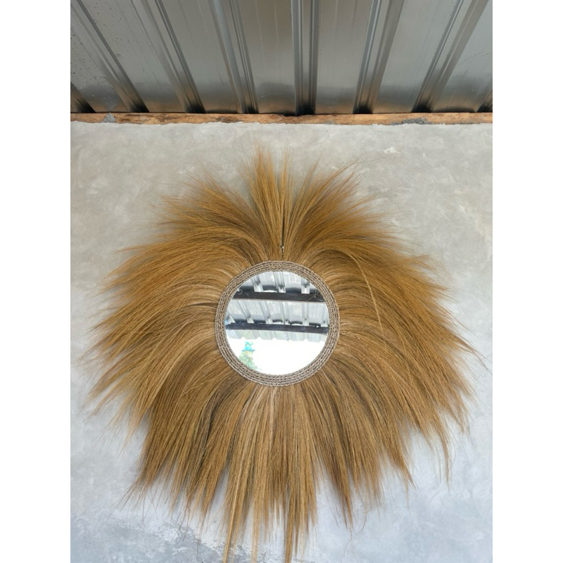 Cermin aestetic bulat Rayung diameter 30 cm *warna natural