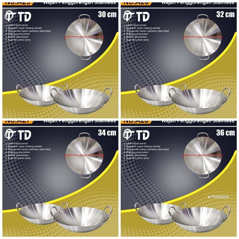 Wajan Tumis Wajan Penggorengan Stainless Stenlis Kecil Besar / Wajan Gorengan Tumis