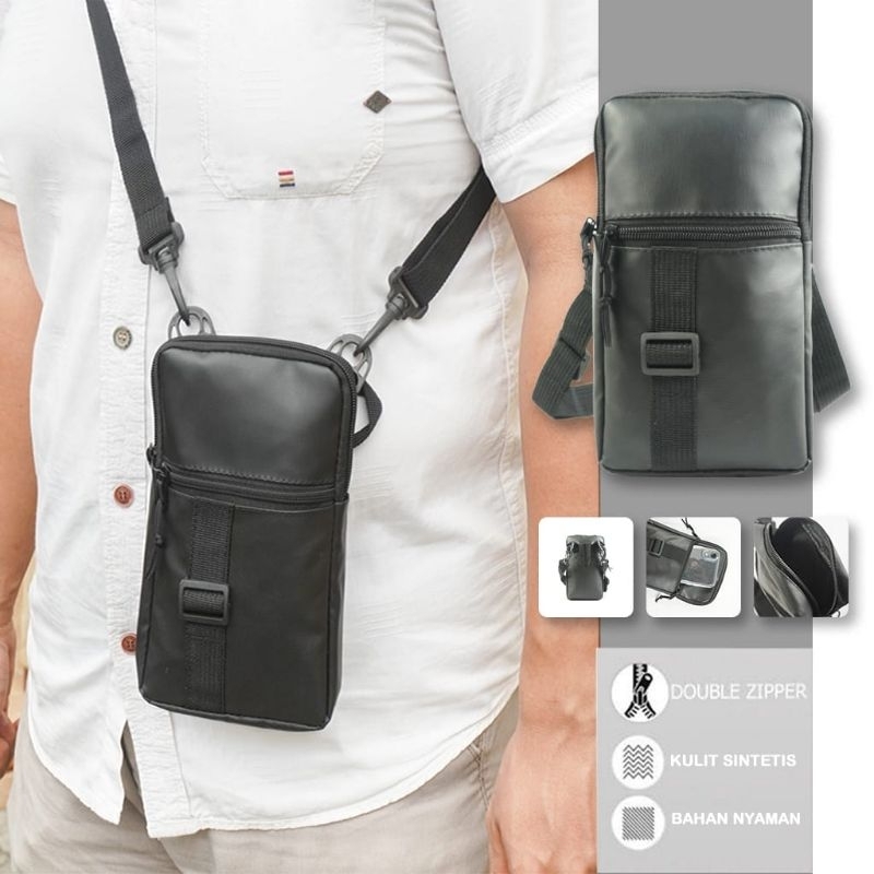 Handbag Pria Clutchbag Pria Tas Selempang Pria Tas HP Pria Hitam Waterproof Murah