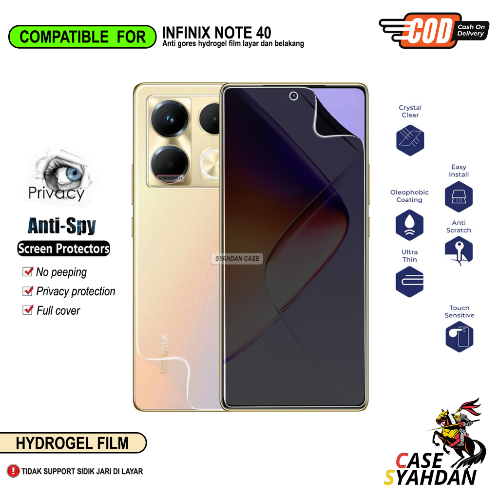 Anti Gores Hydrogel Infinix Note 40 4G 5G Note 40 Pro 4G 5G Note 40 Pro Plus Note 40S Note 40X Pelin