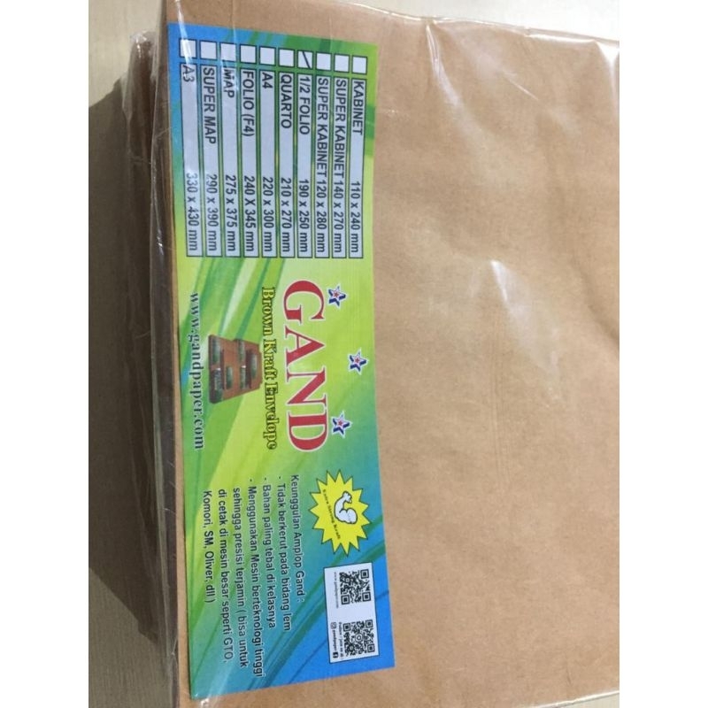 

Amplop Coklat 1/2 Folio 190x250 mm 100 Lembar