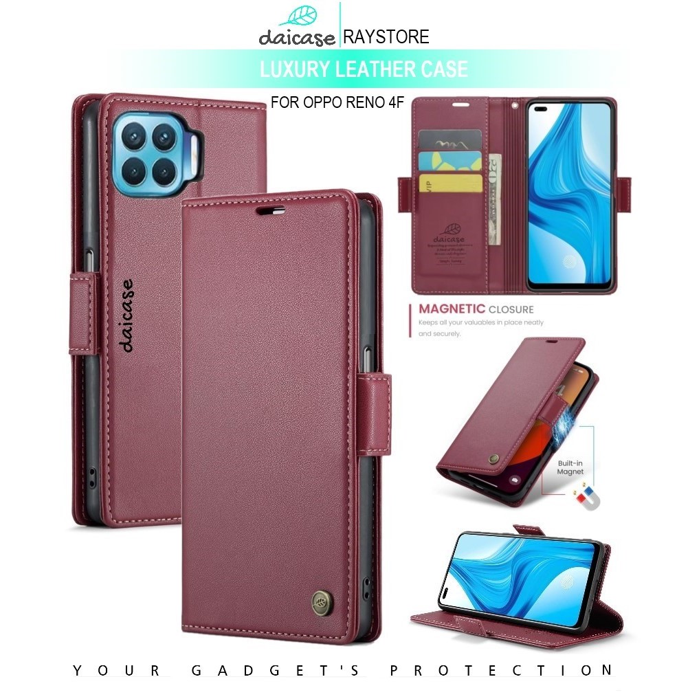 OPPO RENO 4F FLIP LEATHER CASE PREMIUM-FLIP WALLET CASE UNTUK OPPO RENO 4F