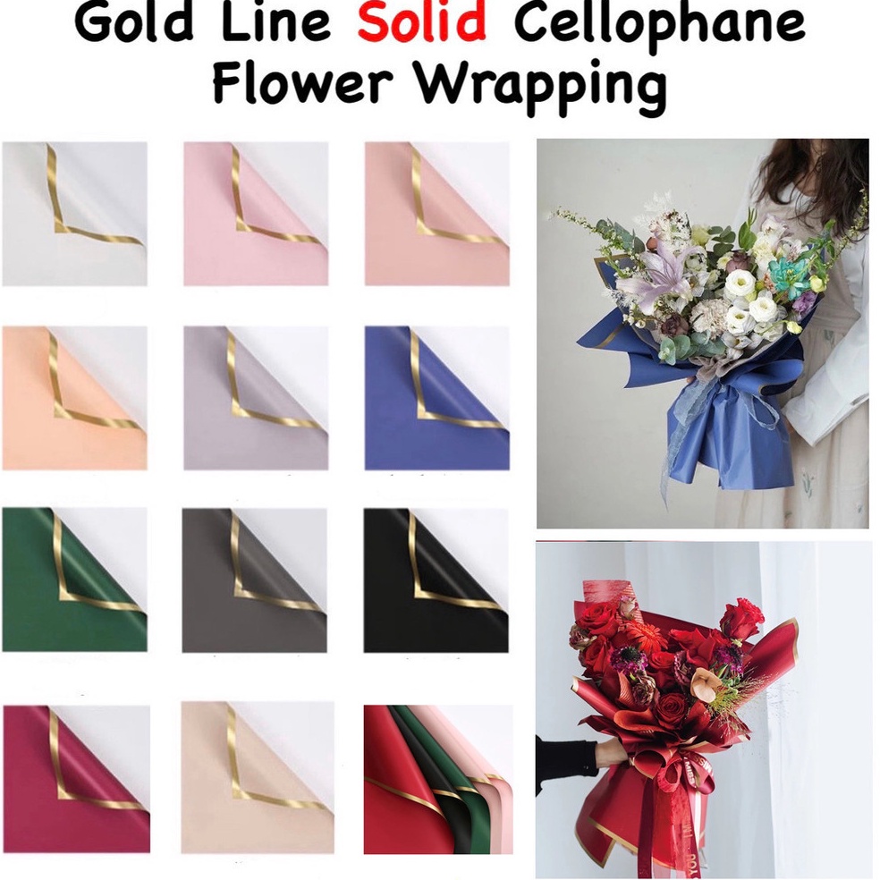 

Penjualan Ekonomis 2 Lembar Flower Wrapping Paper Varian List Gold Emas Kertas Buket Bunga Cellophane Florist Goldline
