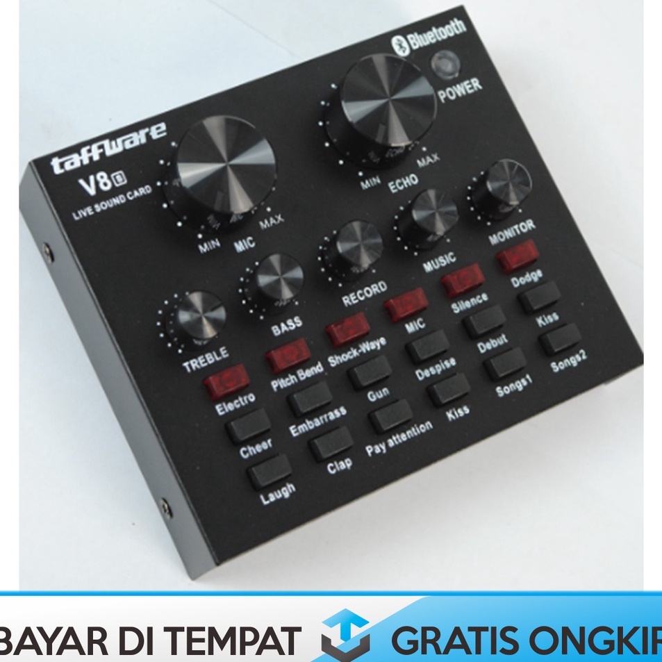 Super Obral  PAKET LENGKAP SOUNDCARD V8 PLUS ORI TAFFWARE V8S BLUETOOTH USB MURAH