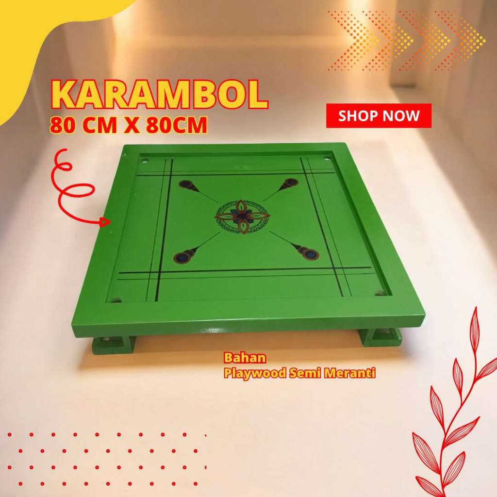 Papan Meja Karambol Sultan Bahan Playwood Semi Meranti Warna Hijau Ukuran 80cm x 80cm - PL80.3