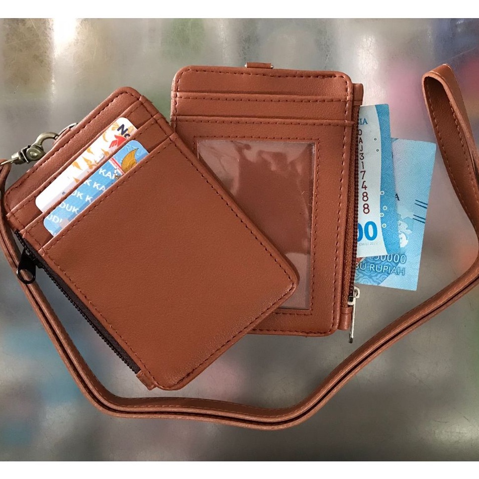 

Ready Murah ID Card Holder Kulit Coklat Lanyard Id Card