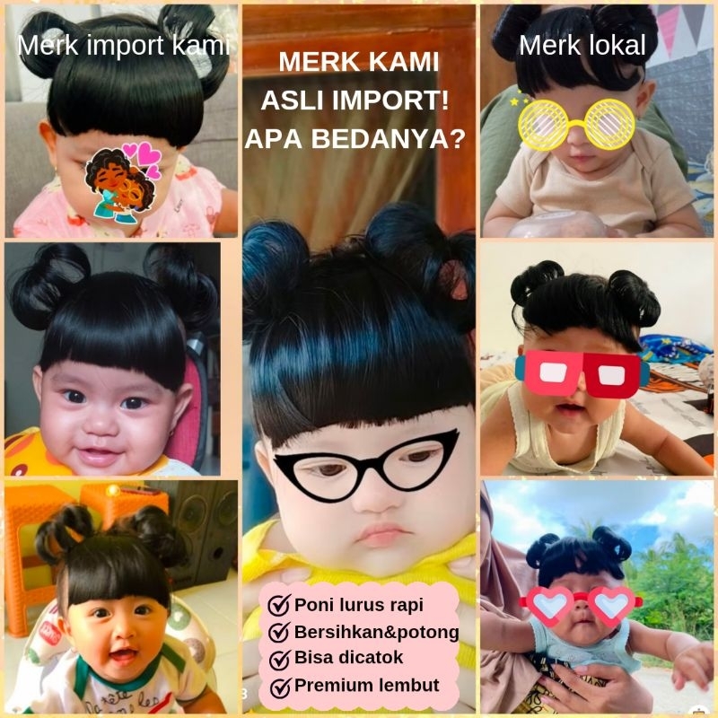 Bandana Wig Bayi Rambut Palsu Lucu Poni Lembut Bisa Catok
