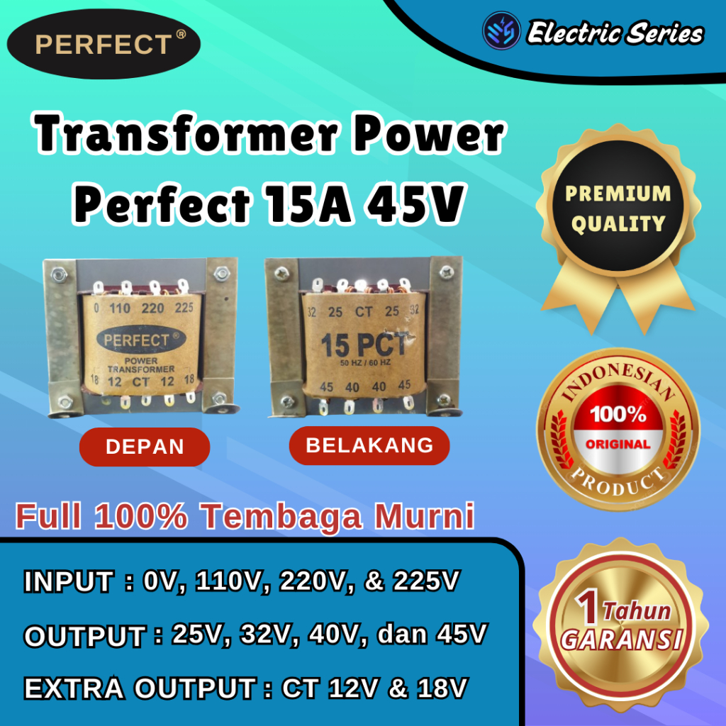 Transformer Power Perfect 15A CT 45V - Trafo / Travo 15A CT 45V TEMBAGA MURNI
