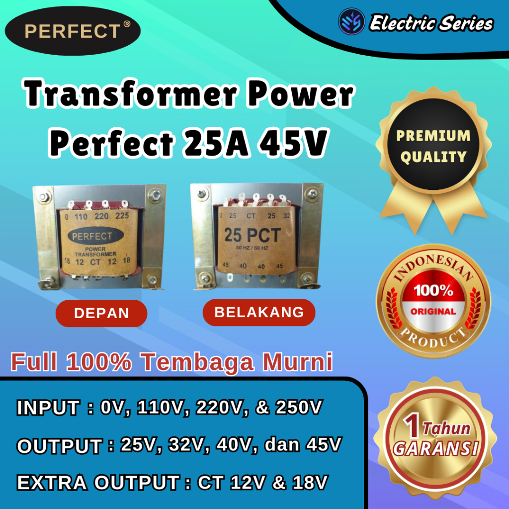 Transformer Power Perfect 25A CT 45V - Trafo / Travo 25A CT 45V TEMBAGA MURNI