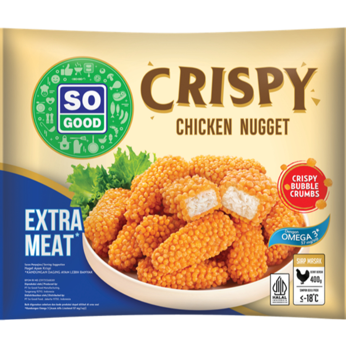 

SO GOOD CRISPY CHICKEN NUGGET 400 GR CRISPI BUBBLE CRUMBS NAGET AYAM KRISPI